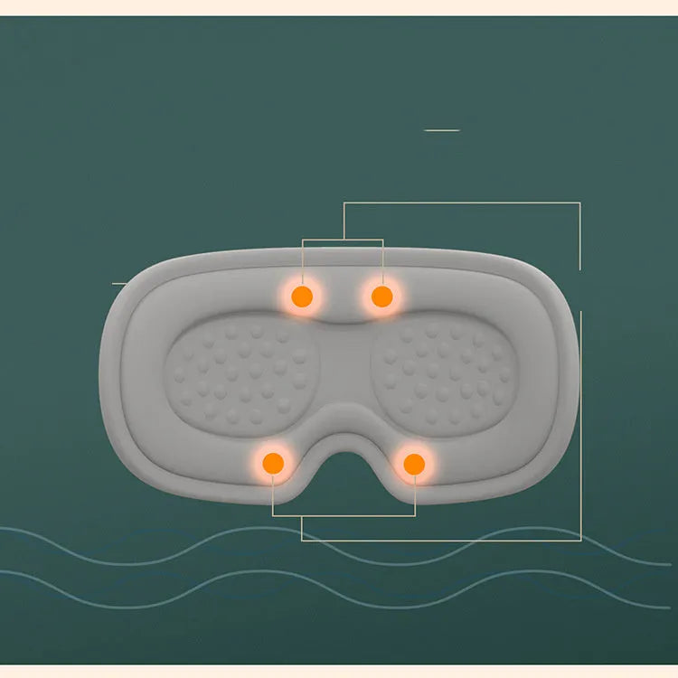 Green portable eye SPA mask with USB cable on a grey background