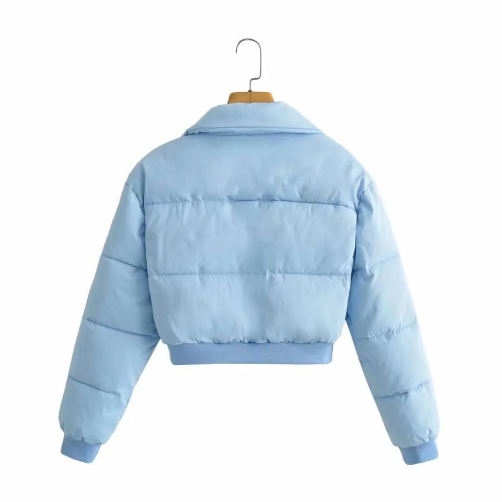 Women's loose fit polyester leisure jacket in blue colour with long sleeves