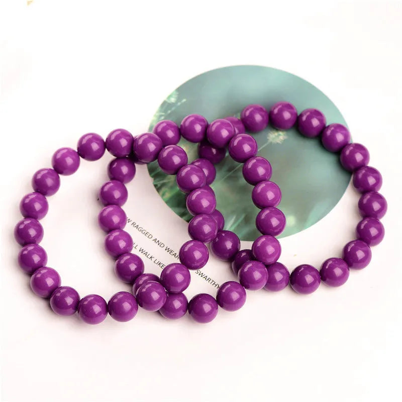 Jiuya 5A grade purple mica crystal bracelet with polished single circle beads in 6mm to 10mm sizes