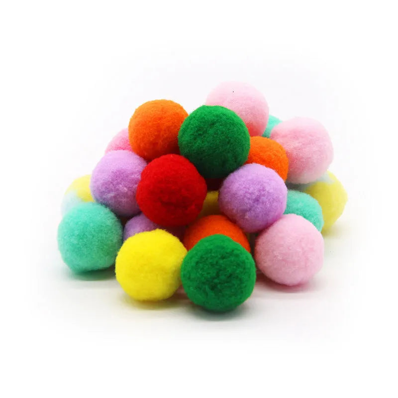 Interactive dog toy launcher gun with soft plush yarn balls for fetch games.
