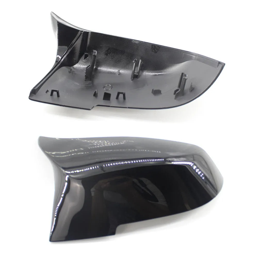 Modified horn rearview mirror shell for BMW 3 Series and 4 Series in paint bright black finish