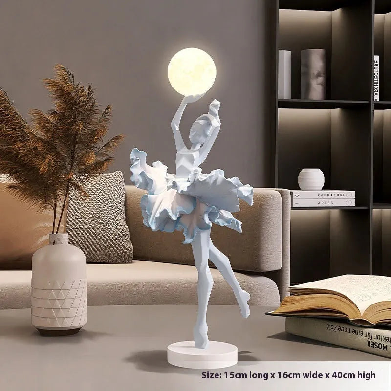 Art Girl atmosphere night lamp in resin with USB charging, showing colour options