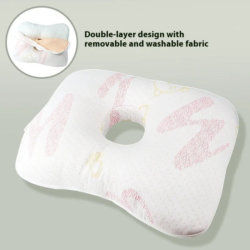 Beauty salon single hole ear pillow for adults in grey colour on a treatment bed.