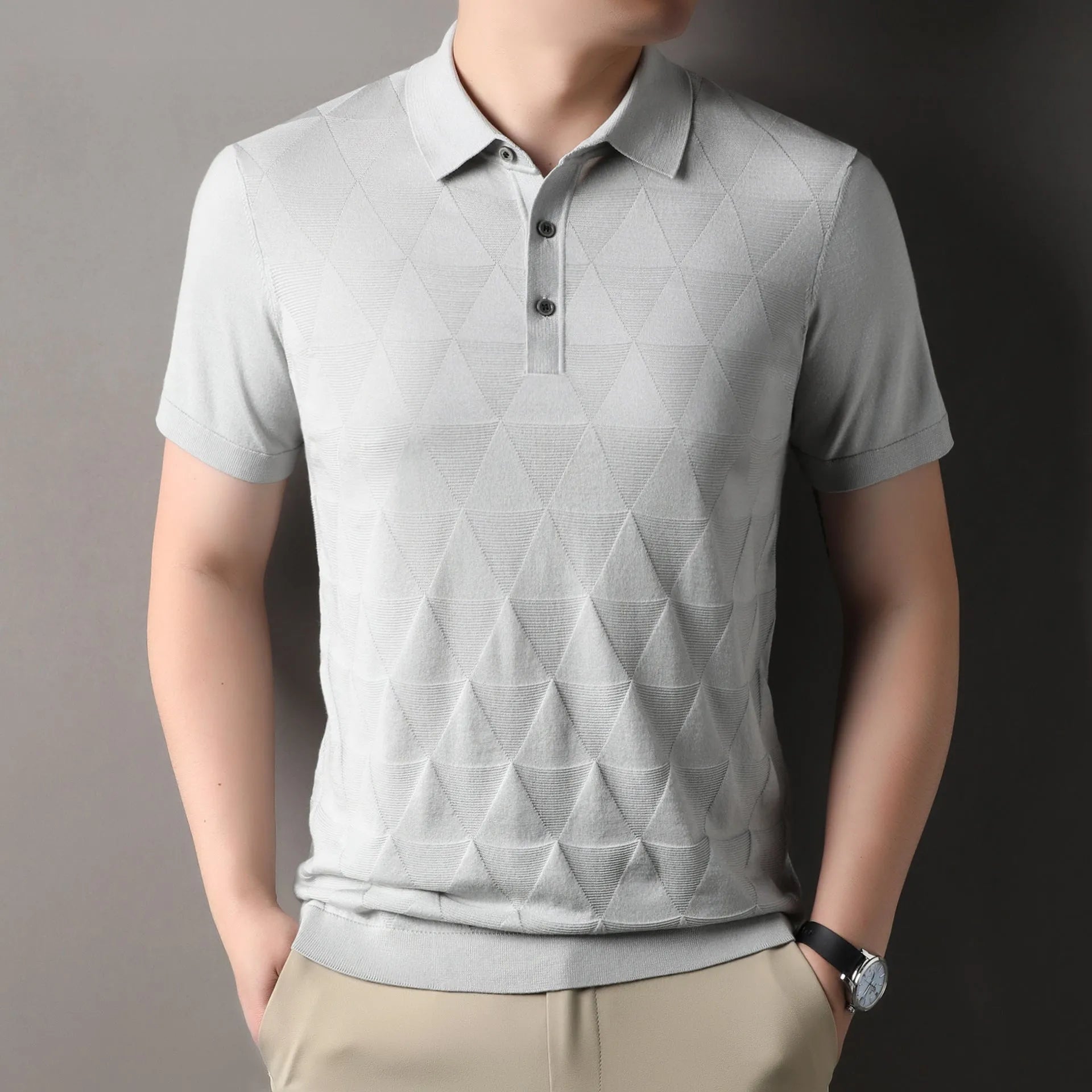 Men's thin ice silk short sleeve T-shirt in lyocell fabric, shown in DX525 Green colour.