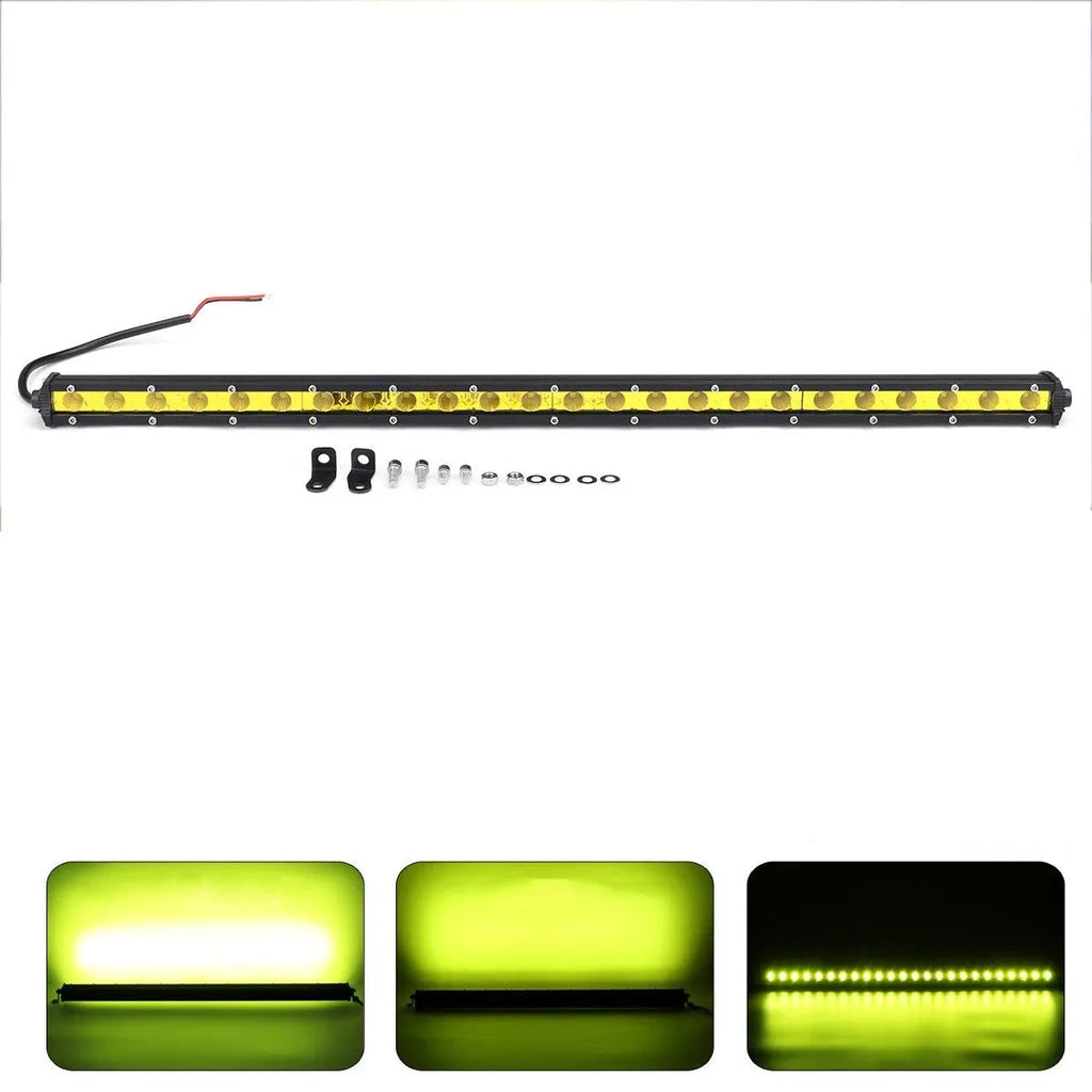 25-inch single row LED light bar for vehicles with aluminium housing and mounting brackets