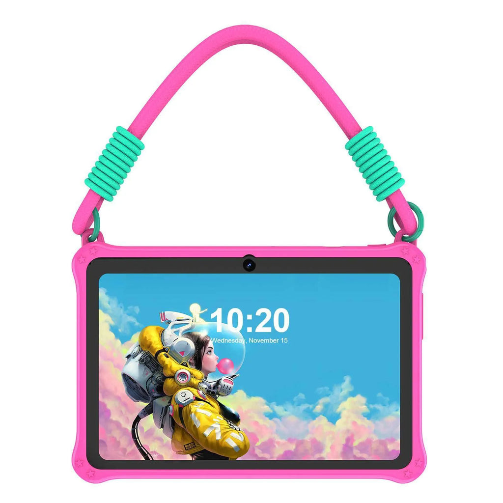 7-inch children's silicone tablet protective case with flat strap in sapphire blue colour
