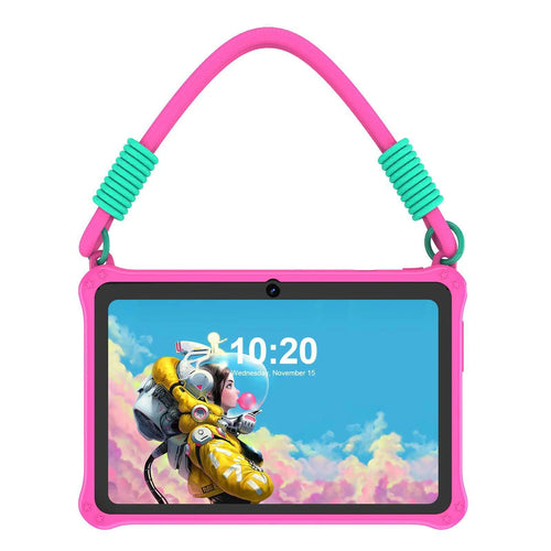7-inch children's silicone tablet protective case with flat strap in sapphire blue colour