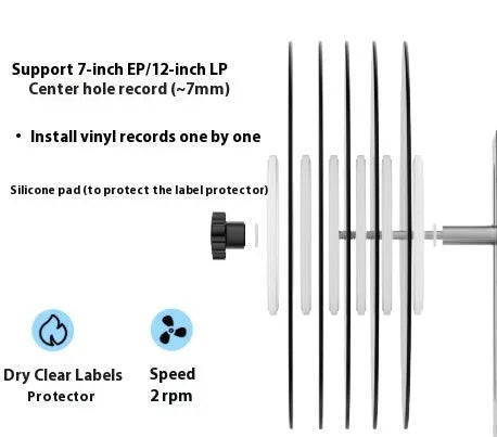 Mini ultrasonic cleaning machine with digital display, single slot, and cleaning bracket for vinyl records and PCBs