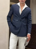 Men's striped double breasted blazer in polyester fabric with regular fit