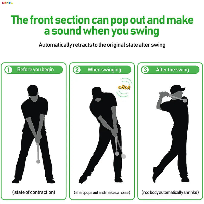 Telescopic golf swing simulator trainer in stainless steel construction
