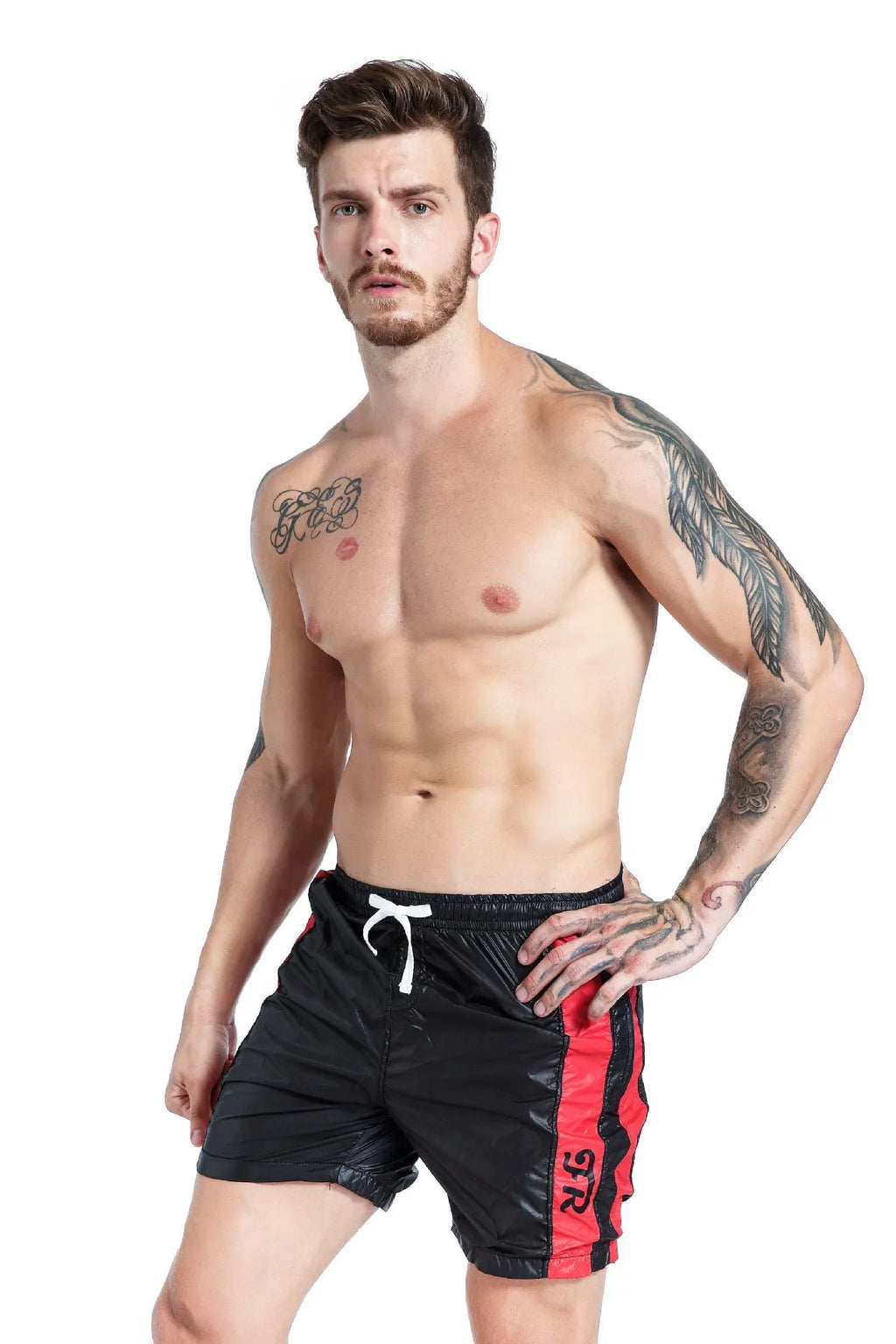 Men's blue lace-up sports shorts with padding for athletic activities