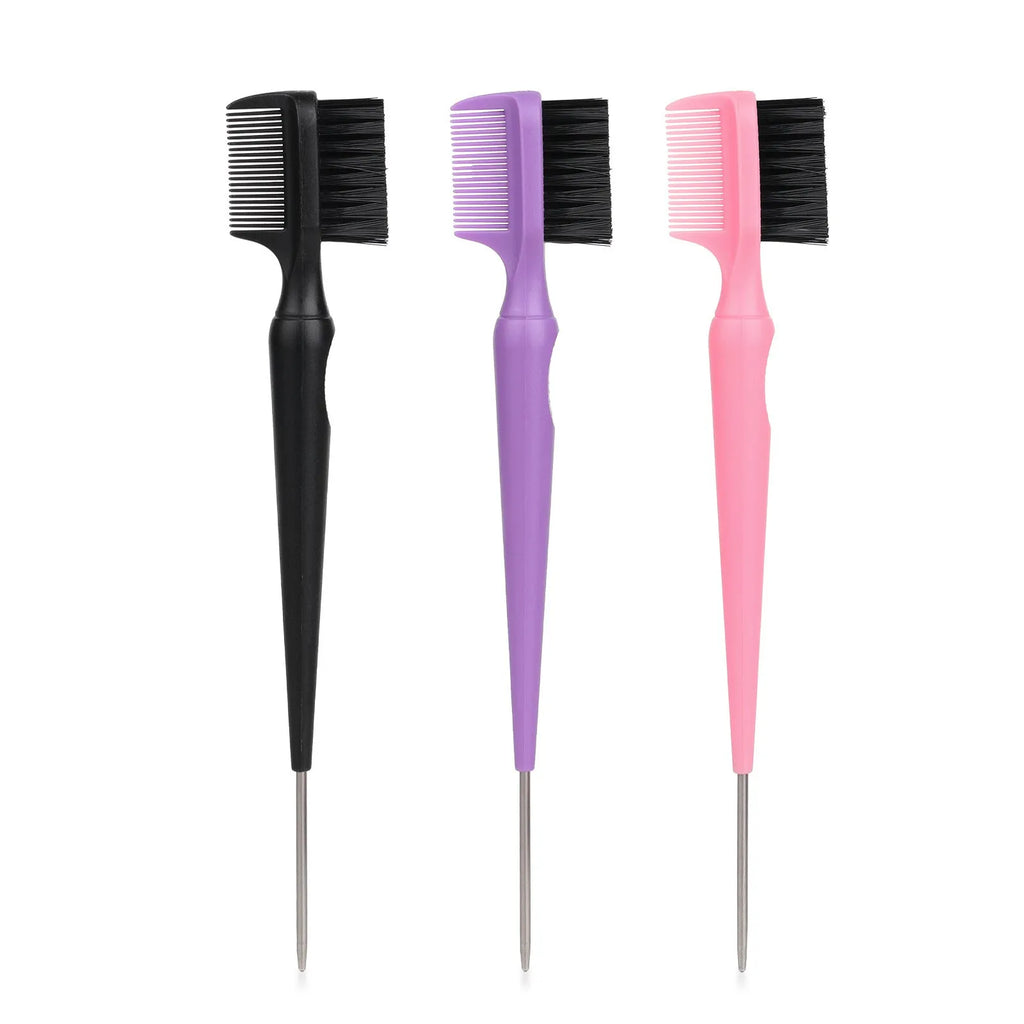Steel needle eyebrow brush double-headed cleaner in black pink purple with plastic handle over 20cm