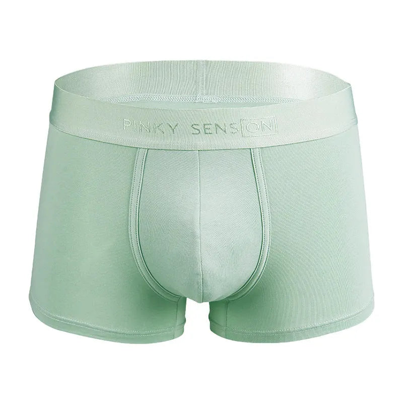 Men's solid colour cotton boxer shorts in black, displayed flat