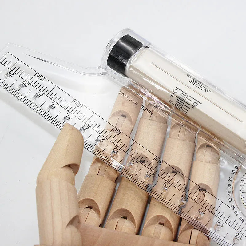 30cm plastic rolling ruler with calibrated rollers, angle and arc rapporteur, magnifying glass, and hole vertical line drawing function