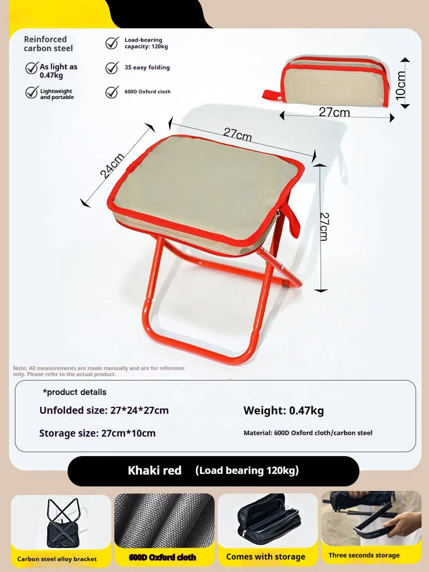 Lightweight foldable camp stool in pencil box design with Oxford cloth fabric