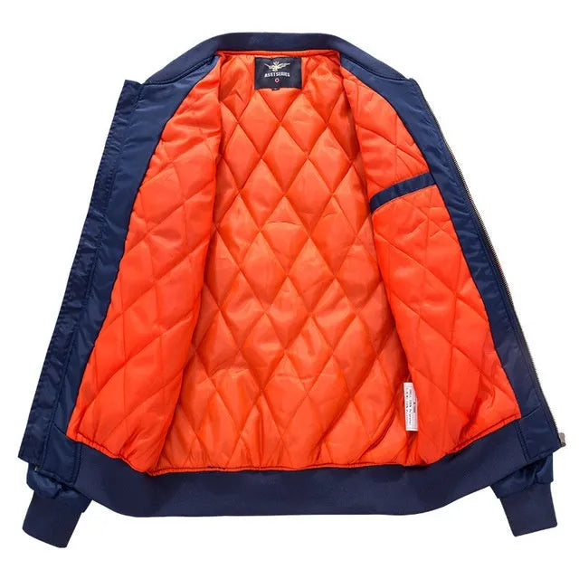 Men's chemical fibre blend jacket in Army Green, Black, Blue or Red, plus size S to 8XL.
