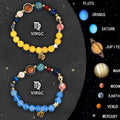 Two natural stone beaded zodiac bracelets showing different astrology sign designs