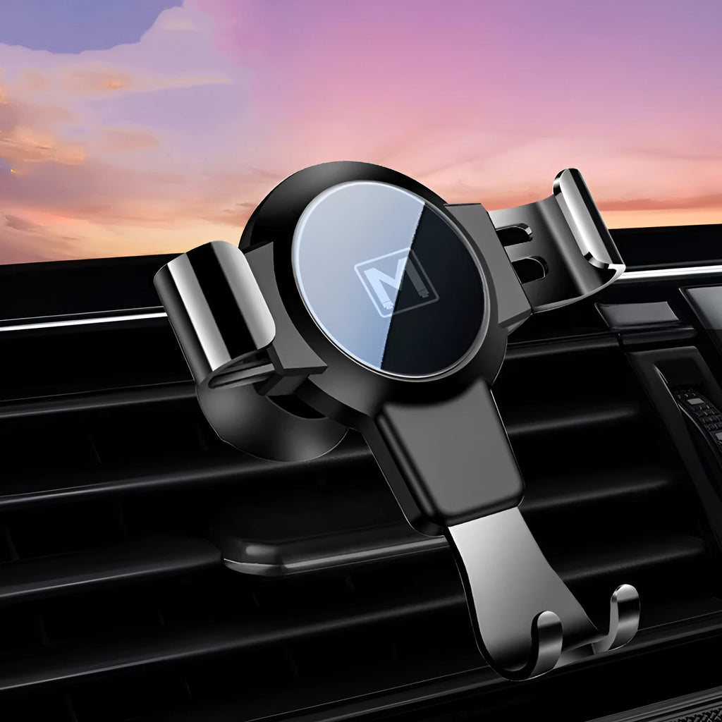 Black S4 ABS car mobile phone bracket mounted on car air conditioning vent holding smartphone