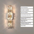Crystal wall lamp in chrome or gold finish with LED light source and stainless steel mounting