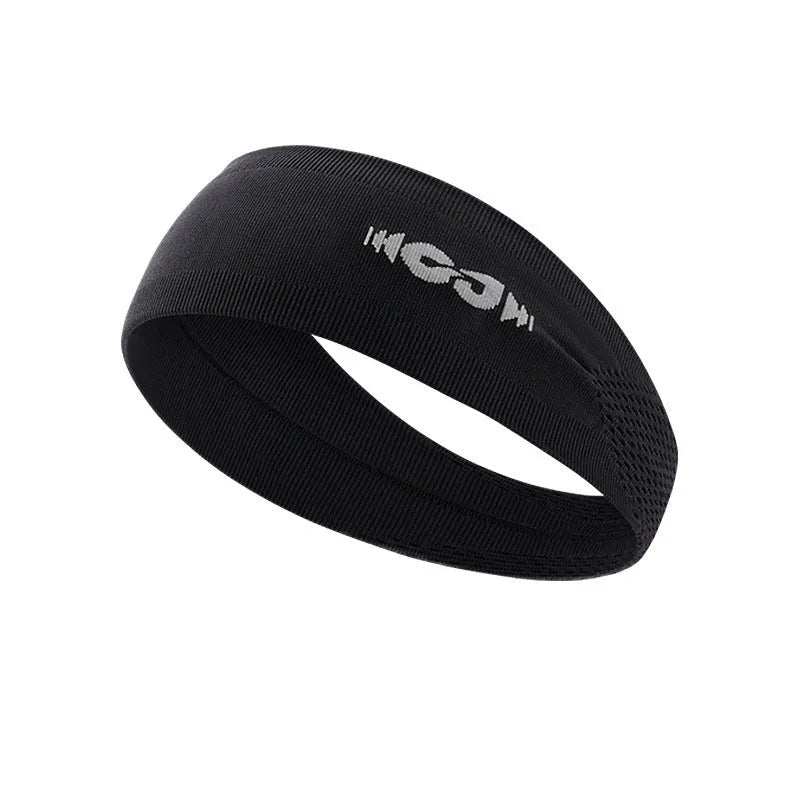 Seamless knitted exercise hair band in classic black, carbon grey, and purplish blue colours for sports use