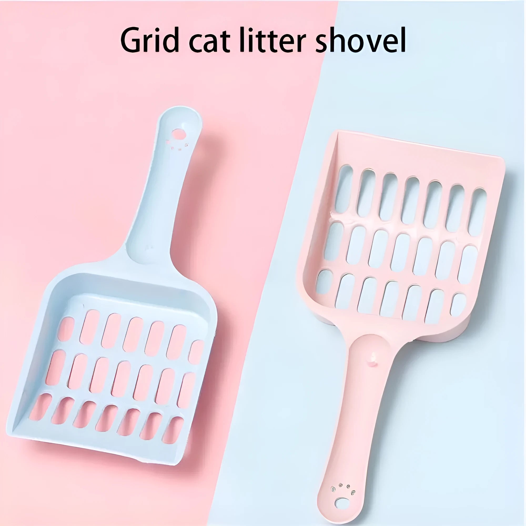Plastic cat litter scoop tool in blue colour for pet toilet cleaning