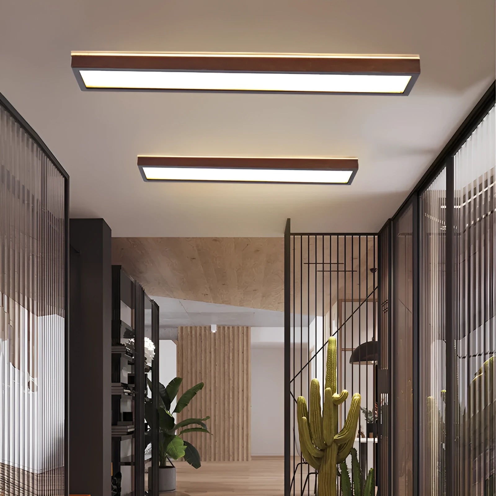 Solid wood long ceiling lamp in traditional Chinese style for balcony lighting