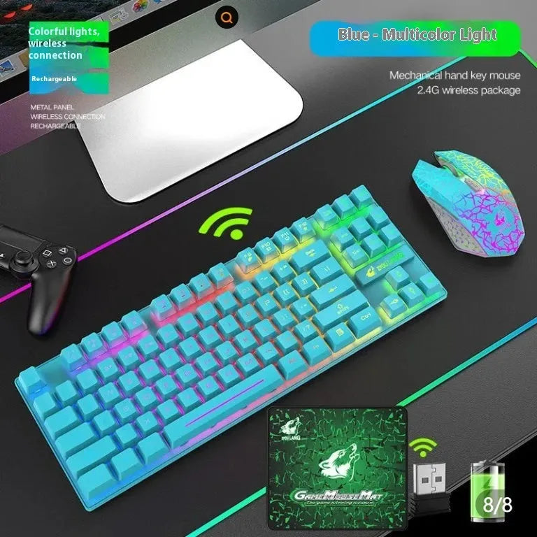 T3 wireless keyboard and mouse set in black or white with RGB or orange backlight