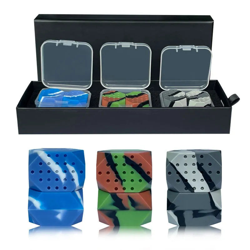 Two silicone camouflage facial exercise balls for jaw training in transparent packaging