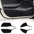 Four-piece carbon fibre pattern protective film kit for Tesla Model S car door interior panels.