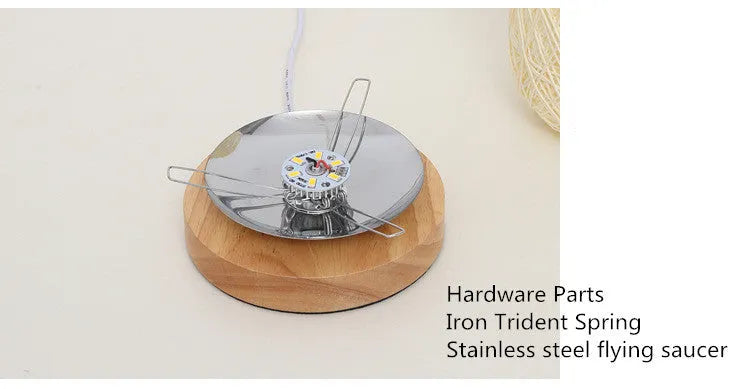 Brown hemp rope wrapped desk lamp with solid wood base and Sepak Takraw ball design