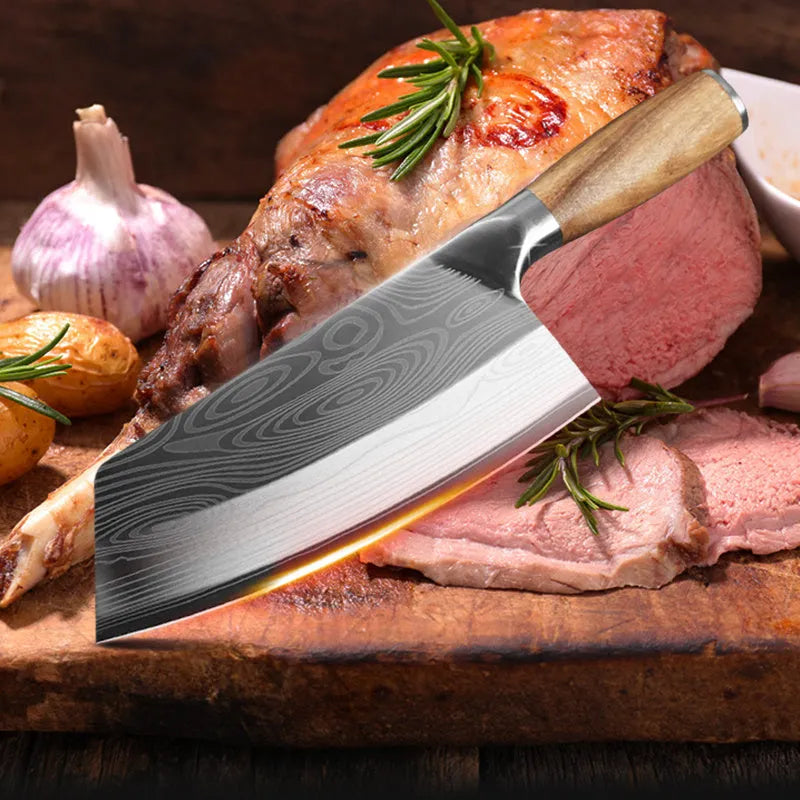 A 320mm long stainless steel kitchen knife with a blade made from 40cr13 steel.
