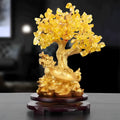 Citrine resin small water turtle money tree Feng Shui ornament measuring 18×11×23cm