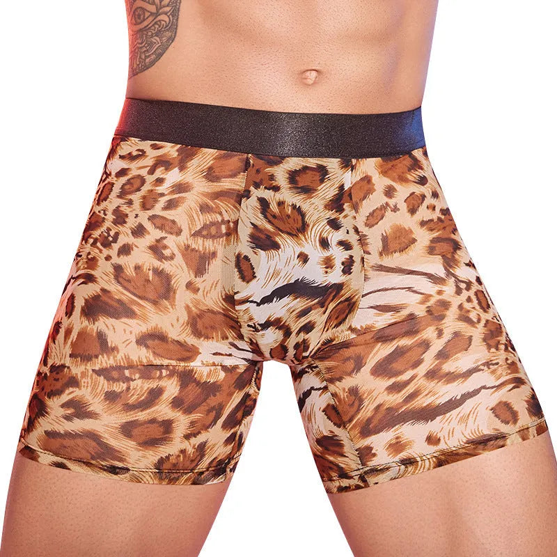 Men's leopard print underwear boxers made from nylon fabric in free size