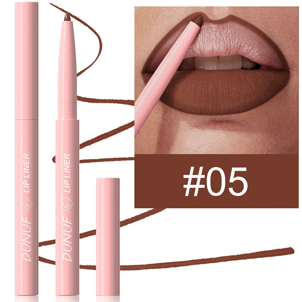 A single velvet matte lip liner pencil from a set of 12 different colour shades.