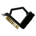 Triangular barbecue cleaning brush with steel bristles and plastic handle