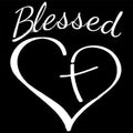 Faith Hope Love heart design sticker in black, white and red colour options, 14 by 11.5 cm.