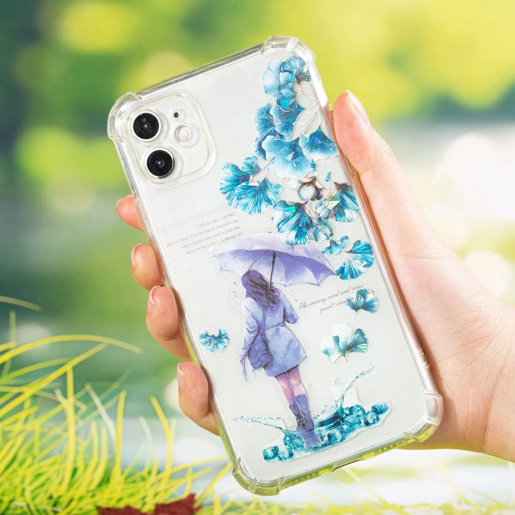 Six rolls of deciduous leaf pattern decorative stickers showing Gentle Ginkgo, Maple Leaf, and Blue Fallen Leaves designs