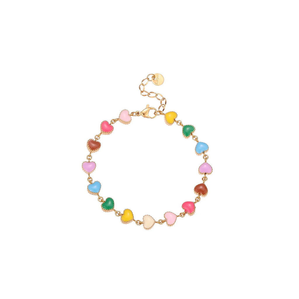Heart-shaped stainless steel bracelet for women with 18K electroplated gold or steel finish