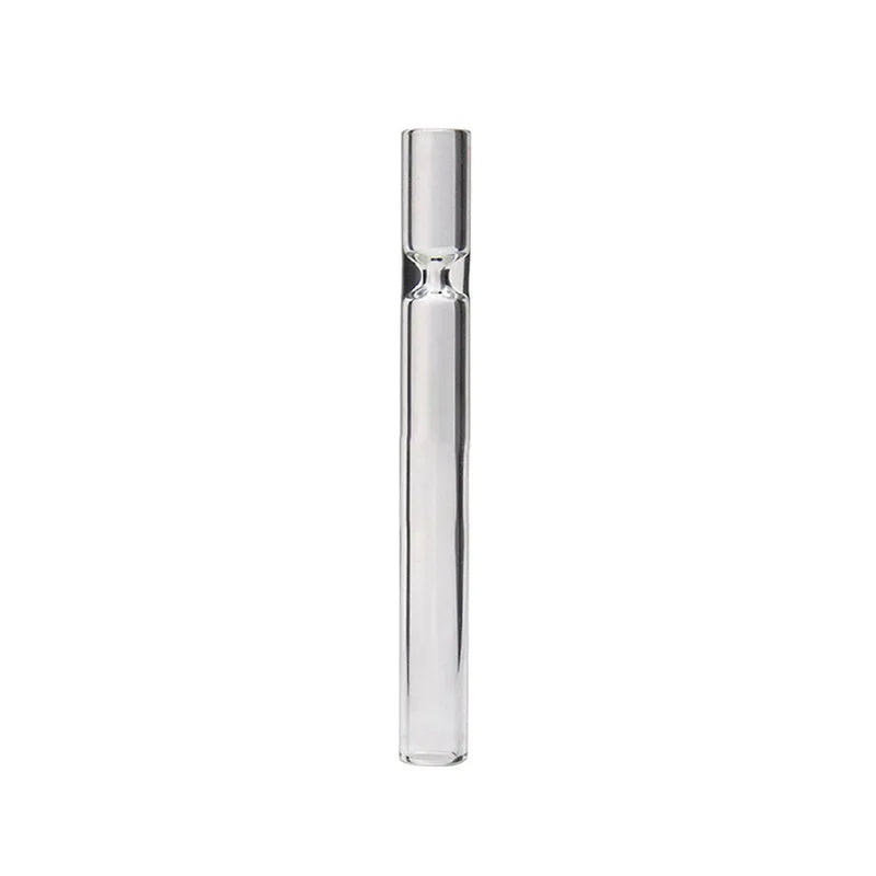 Clear glass telescopic smoke pipe with straight suction nozzle showing transparent colour-mixing effect