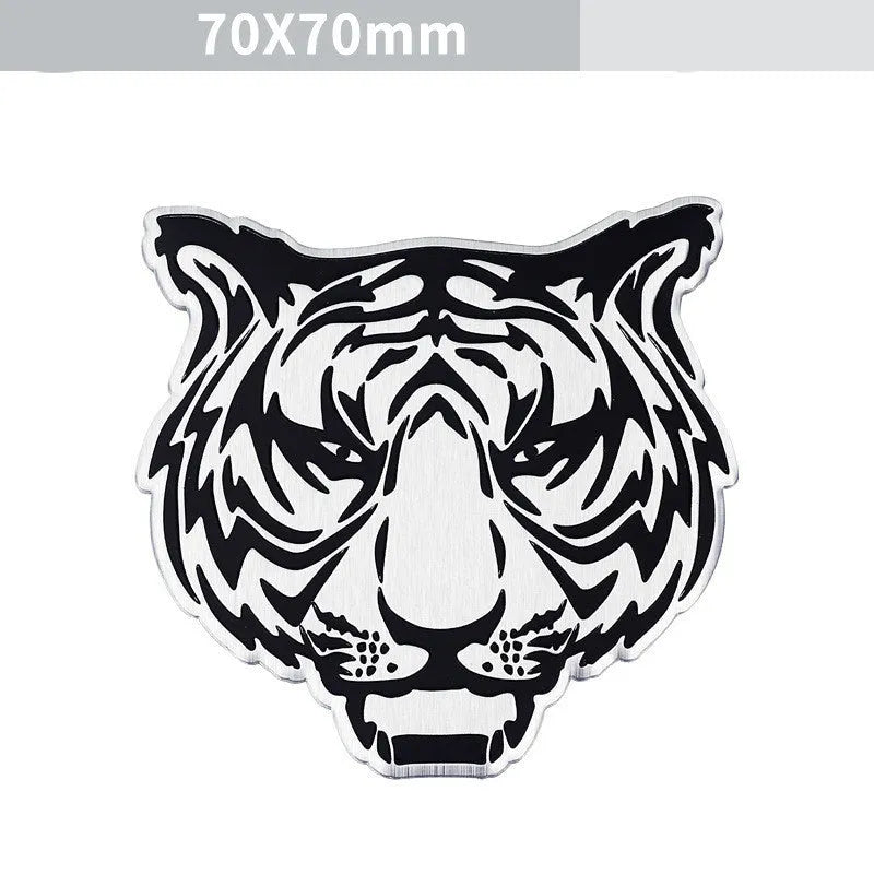 Aluminium car decal stickers showing round lion, eagle, wolf head and standalone animal designs for vehicle exterior personalisation