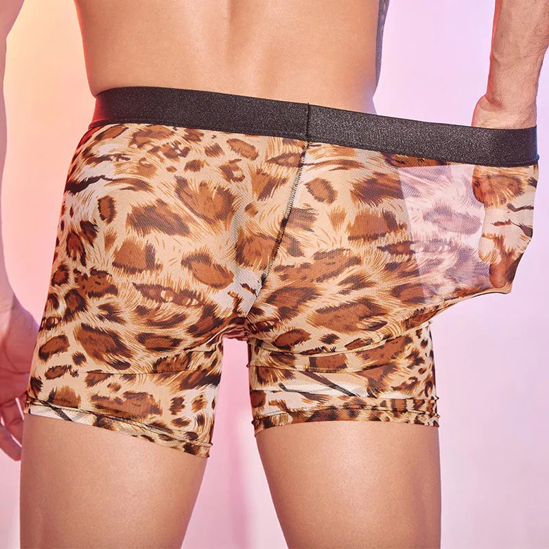 Men's leopard print underwear boxers made from nylon fabric in free size