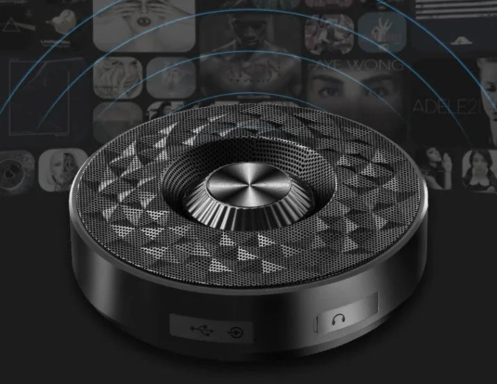 Mini Bluetooth speaker in black, orange, or silvery white colour options.
