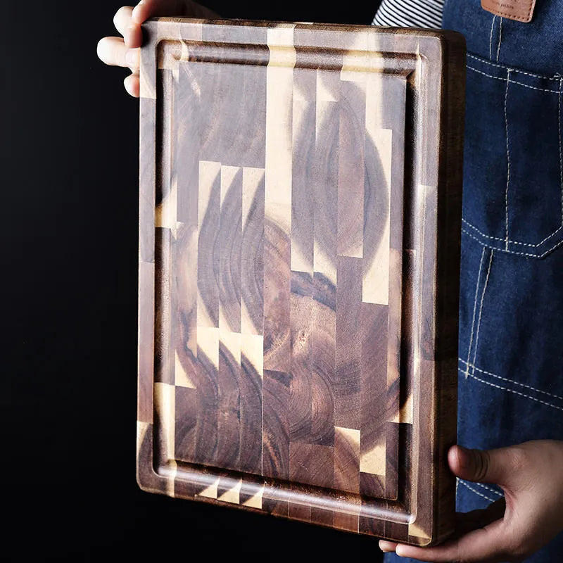 Brown parquet pattern solid wood cutting board made from imported acacia with 3cm thickness