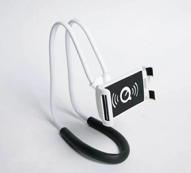 Universal 360-degree rotating phone holder in multiple colours on a table, holding a smartphone.
