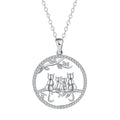 Original design four kitten copper pendant necklace with a cross chain style.