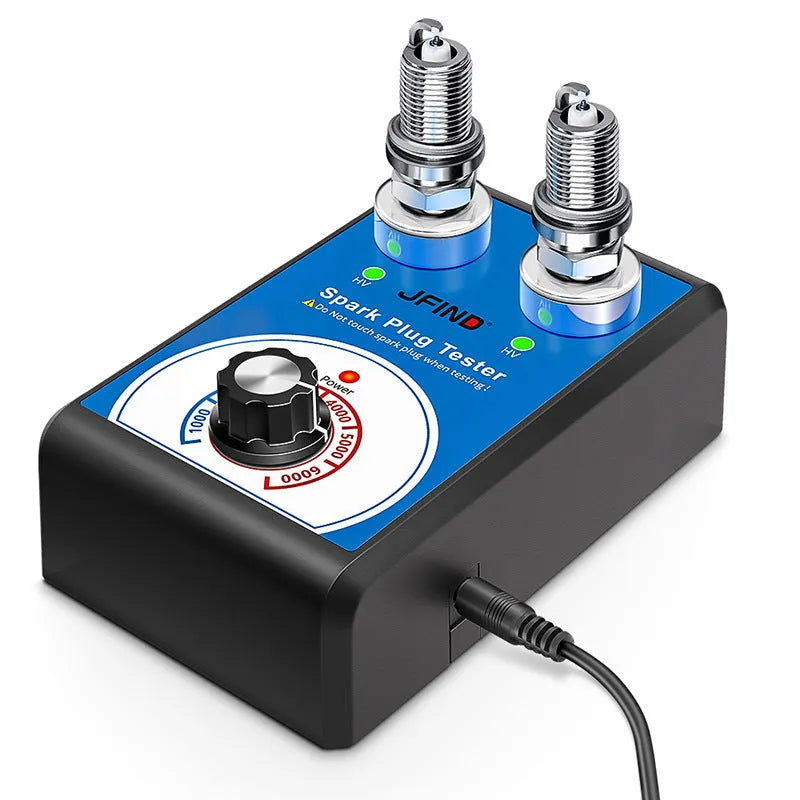 Car fault detector with double hole plug connection for spark plug testing