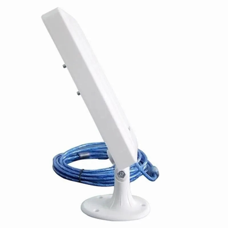 White USB wireless network card with high power signal booster for computer connectivity
