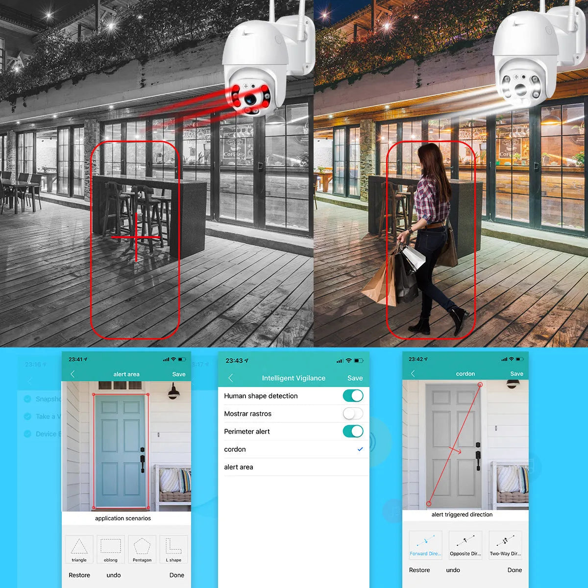 Outdoor WIFI dome camera with 1920x1080 HD resolution, 3.6mm lens, IP66 waterproof plastic housing and up to 60M range