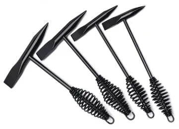 Electric welding slag hammer with a spring steel handle and high-carbon steel head.