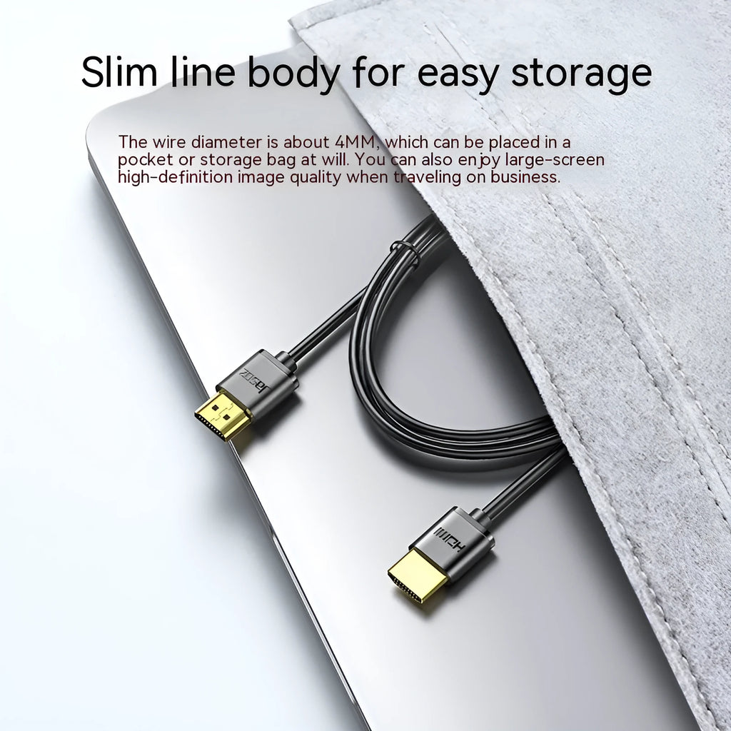HDMI cable with gold-plated connectors available in multiple lengths for computer monitor connections